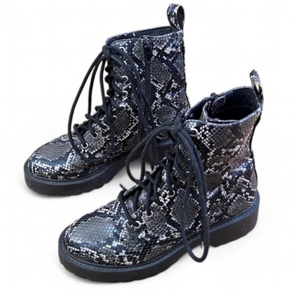 Steve Madden Snakeskin Combat Boots 6.5 Punk Grunge - Picture 1 of 8